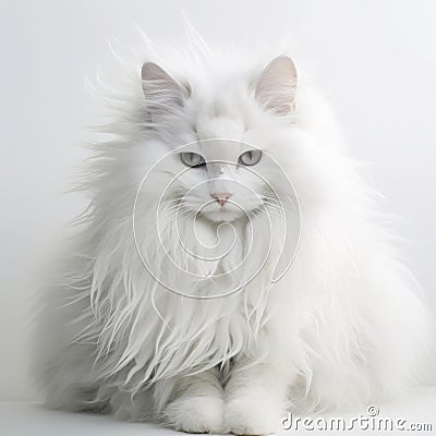 Enchanting White Fluffy Cat: A Fairytale-inspired National Geographic Photo Stock Photo
