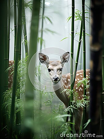 Enchanting world of deer amid the beauty of nature. Stock Photo