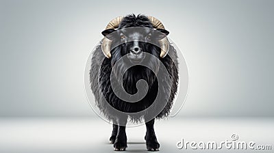 Lone Noir: An Ovine Contrast - black sheep isolated on white background Stock Photo