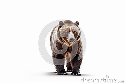 Powerful Bear: Dominant Bear Commanding the White Space Stock Photo