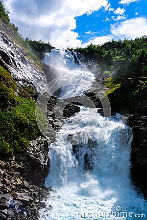 Lovely waterfall near FlÃ¥m, Norway Stock Photo
