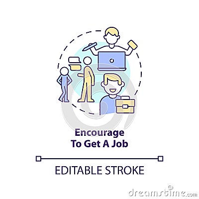 Encourage to get job concept icon Vector Illustration