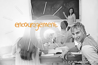 Encouragement against students in a classroom Stock Photo