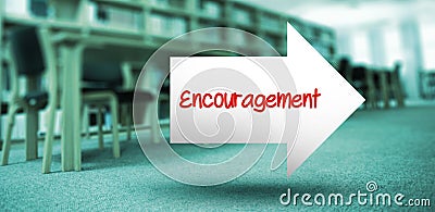 Encouragement against volumes of books on bookshelf in library Stock Photo