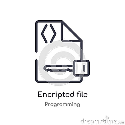 encripted file outline icon. isolated line vector illustration from programming collection. editable thin stroke encripted file Vector Illustration