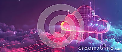Encrypted Cloud Oasis: Your Data's Secure Harbor. Concept Data Security, Cloud Storage, Encryption, Stock Photo