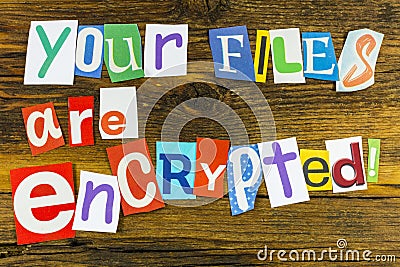 Encrypted files computer encryption cyber network ransomware demand crime attack Stock Photo