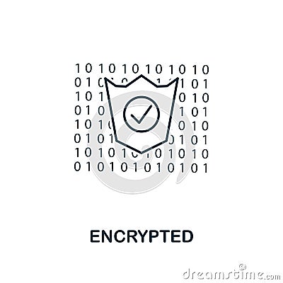 Encrypted outline icon. Monochrome style design from crypto currency icon collection. UI. Pixel perfect simple pictogram Stock Photo