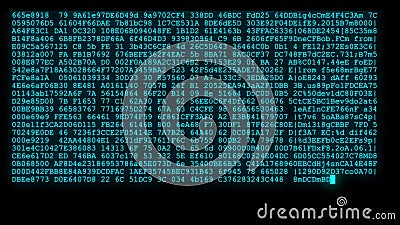 Encrypted programming security hacking code data flow stream on display new quality numbers letters coding techno joyful Stock Photo