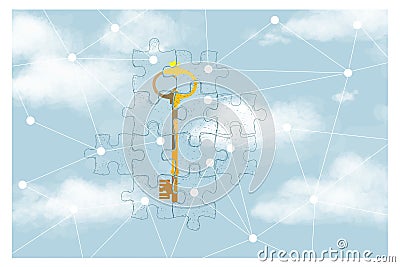 Encryption algorithms and encryption of passwords, the protection of access to personal data, Vector Illustration