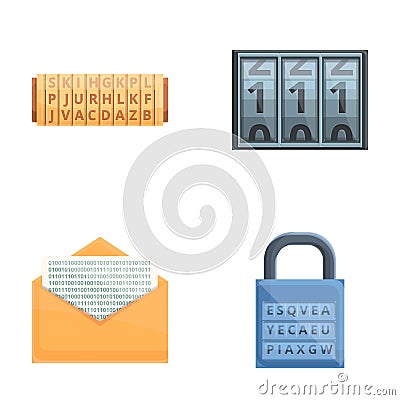 Encryption icons set cartoon vector. Various type of encryption Vector Illustration