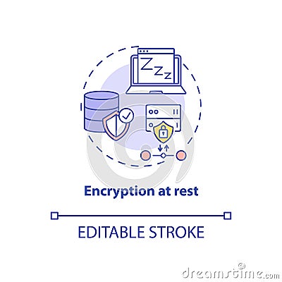 Encryption at rest concept icon Vector Illustration
