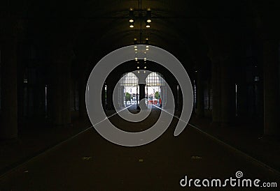 The end of bike path and peatonal line tunnel under rijkmuseum Editorial Stock Photo