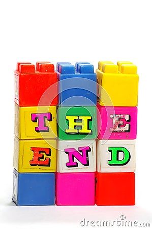 The end cubes plastic letters Stock Photo