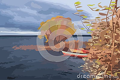 The end of a fishing season Vector Illustration