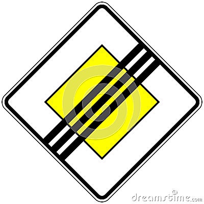 307 End of the main road German road sign Vector Illustration