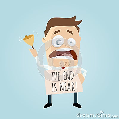 The end is near cartoon man Vector Illustration