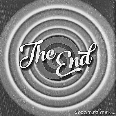 THE END old fashioned movie screen title Stock Photo