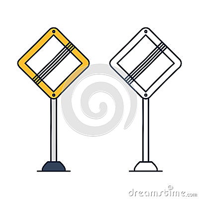 End Priority traffic sign of main road in shape of rhombus. Flat vector design for infographic poster, mobile app Vector Illustration