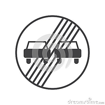 End of the prohibition of overtaking Vector Illustration