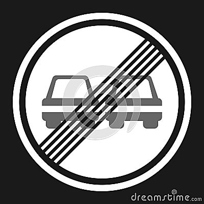 The end of prohibition overtaking sign flat icon Vector Illustration