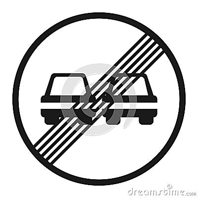 The end of prohibition overtaking sign line icon Vector Illustration