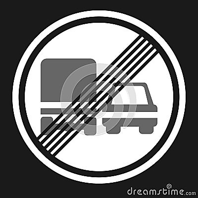 End of prohibition overtaking for trucks sign icon Vector Illustration