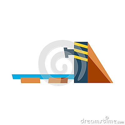 End of the rail line with barrier and buffer vector illustration. Vector Illustration