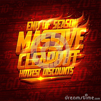 End of season massive clearout, hottest discounts poster mockup Vector Illustration