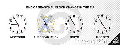 End Of Seasonal Clock Change In The European Union - Vector Illustrations Concept Stock Photo