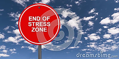 End of stress zone traffic sign Stock Photo