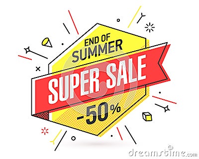 End Of Summer Super Sale banne Vector Illustration