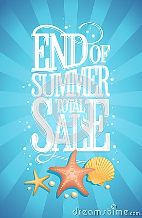 End of summer total sale design concept, vintage style Vector Illustration