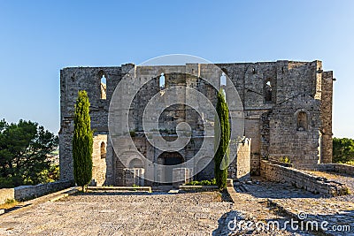 Ruins of the Saint-FÃ©lix de Montceau Abbey, near Gigean, in HÃ©rault, Occitanie. Stock Photo