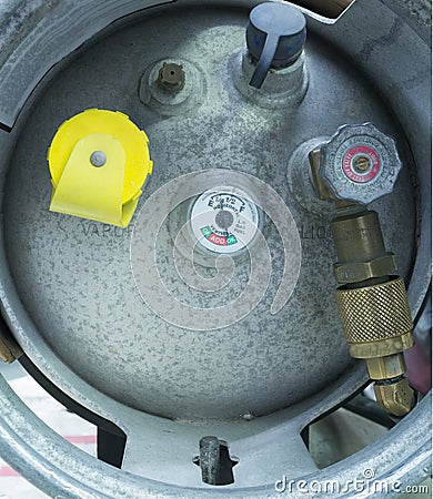 End view of a propane tank Stock Photo