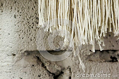 The end of the white string. Stock Photo