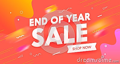 End of Year Sale Banner, Digital Social Media Marketing Advertising. Special Offer Shopping Discount, Media Ad Poster Vector Illustration