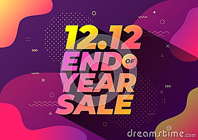 12.12 End of year sale banner. Sale banner template design. Vector Illustration