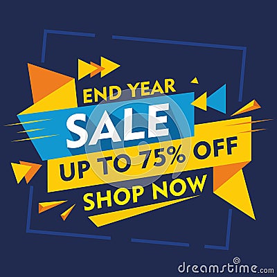 End of year sale banner. Sale banner template design. Vector Illustration