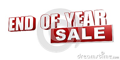 End of year sale red white banner - letters and block Stock Photo