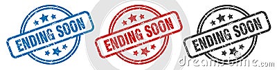 ending soon stamp. ending soon round isolated sign. Vector Illustration