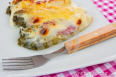 Endives with ham and bÃ©chamel Stock Photo