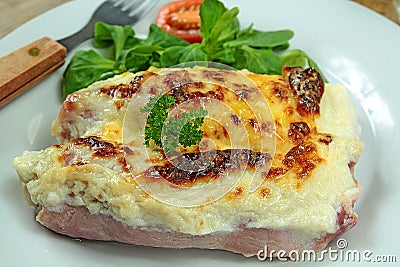 Endives with ham and gratin Stock Photo