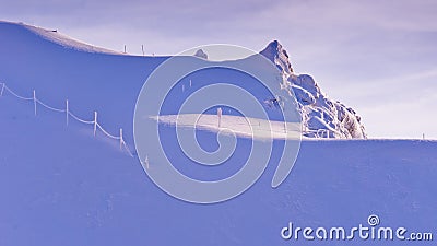 Endless blinding whiteness at sunny morning on the top of Kaprun glacier at Austrian Alps Stock Photo