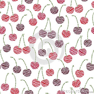 Endless cherry texture, endless berry background. Abstract fruit Vector Illustration