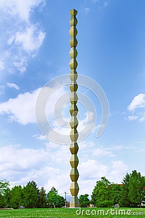 The Endless Column or The Column of Infinity - the commemorative sculpture made by Constantin Brancusi Editorial Stock Photo