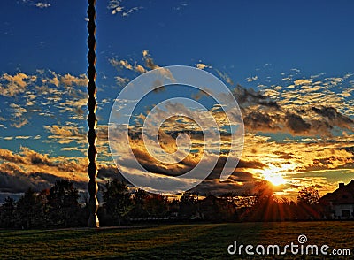 Endless Column pastel colors HDR sunset in autumn Editorial Stock Photo