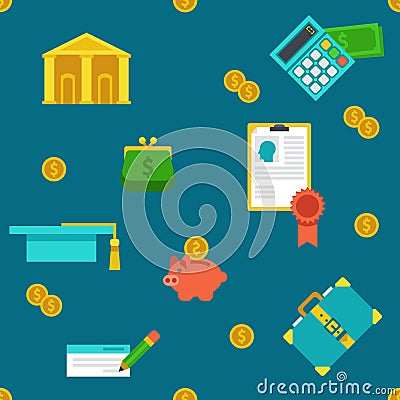 Endless education loan and banking background. Vector Illustration