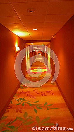 Endless Hotel Hallway Stock Photo