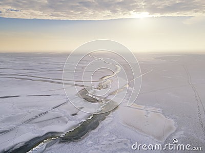 Endless ice field to horizon Stock Photo